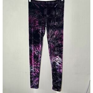 Topshop Purple & Silver Crushed Velour Elastic Waist Stretch Leggings 8 Medium
